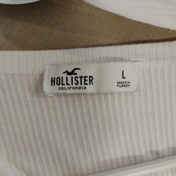 HOLLISTER RIBBED WRAP CROP TOP, WHITE L - Picture 5 of 7
